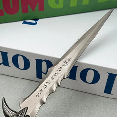 1:6 scale anime-style zinc alloy sword replica with engraved runes, displayed on books
