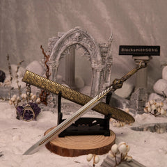 Ingrid Sword Replica - The Sentient Blade - 22cm Antique Gold Metal - Freyr & Atreus Weapon