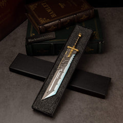 Buster Sword R5 replica — in a black foam-lined gift box.