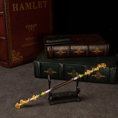 Loongwreathe Staff replica — displayed on the small display stand.