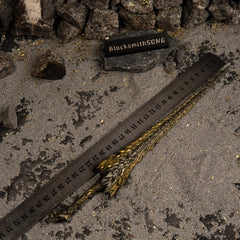 Dragon King's Cragblade replica placed next to a ruler showing a length of 30cm.

