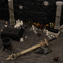 Golden Epitaph replica (30cm die-cast zinc alloy sword) — Elden Ring sword in a handcrafted tomb diorama, by BlacksmithSONG.