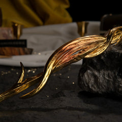 Close-up shot of the central twisted section of the Greatsword of Damnation replica.