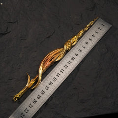 Greatsword of Damnation replica placed next to a ruler showing a length of approximately 22cm.