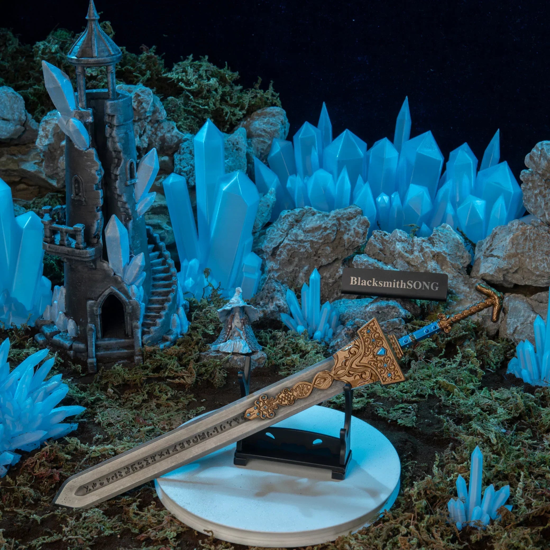 Royal Greatsword replica — angled on the small display stand.