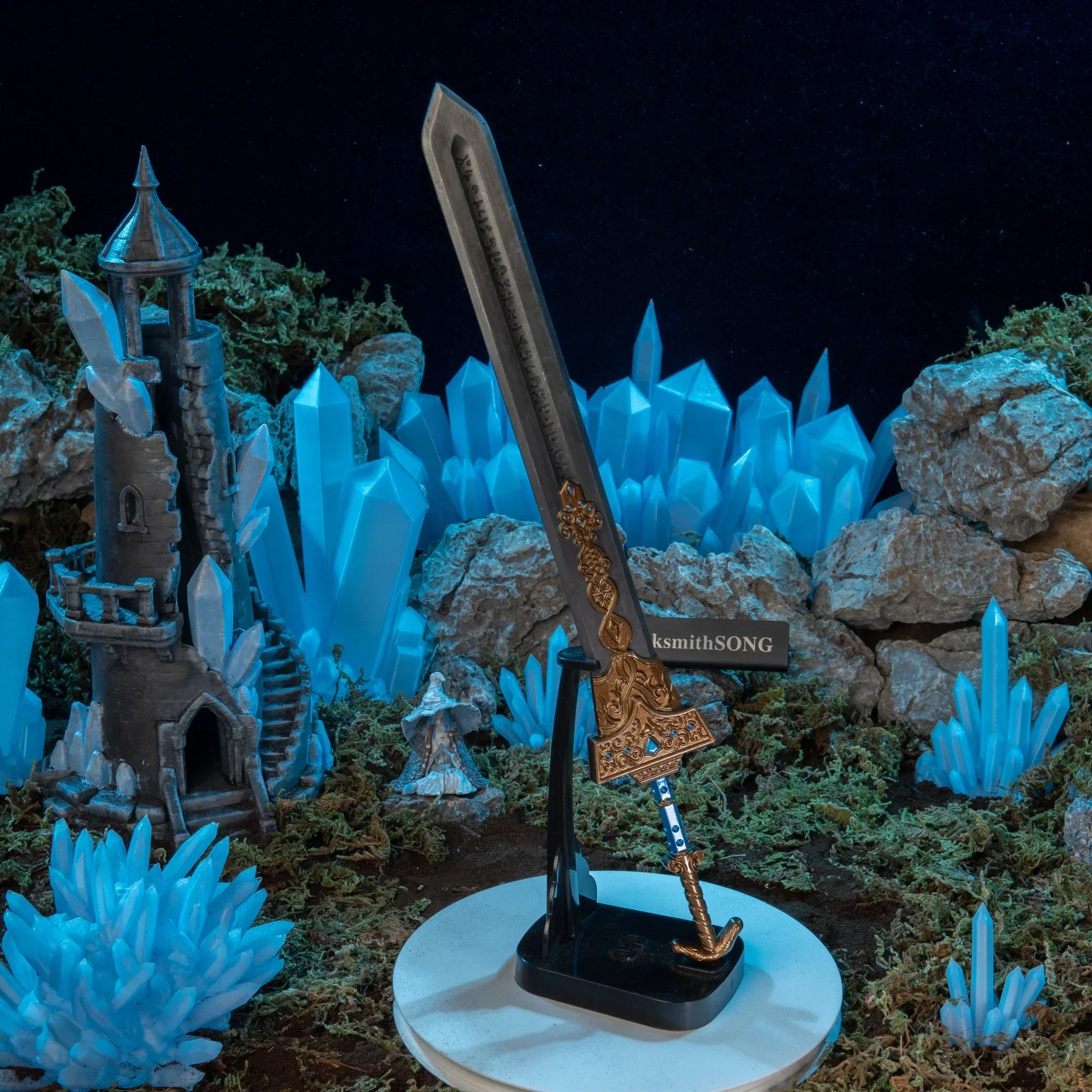 Royal Greatsword replica — standing upright on the vertical stand.