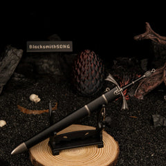 Dark Sister replica — resting on the small display stand.