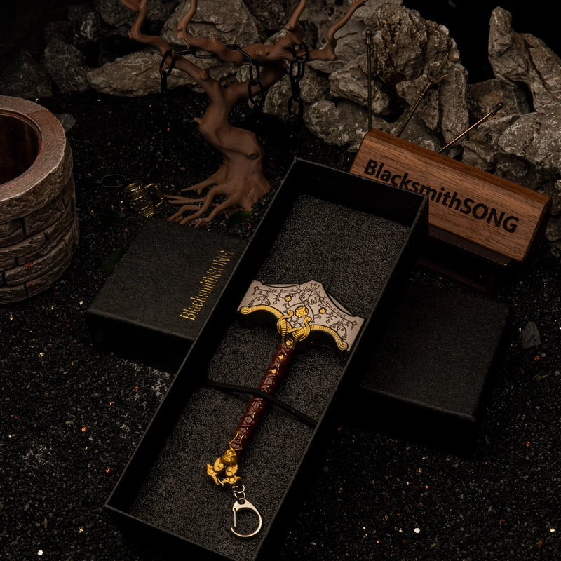 Mjolnir replica — in its foam-lined gift box packaging.