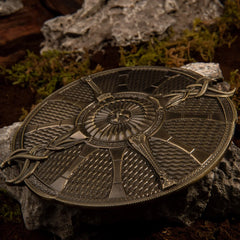 Guardian Shield replica — second angle close-up on the segmented panel texture.