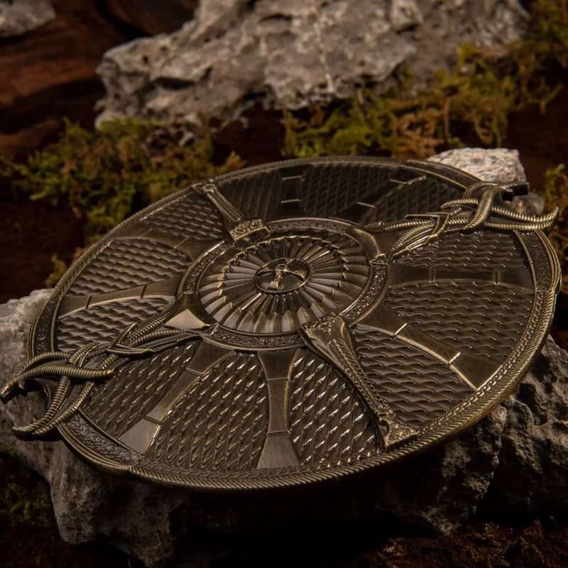 Guardian Shield replica — second angle close-up on the segmented panel texture.