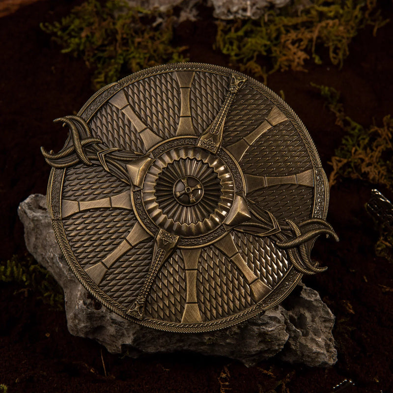 Guardian Shield replica — face detail showing the wing panels and center boss.