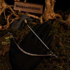 Bow of the Galadhrim replica (18cm die-cast zinc alloy bow) — held in hand for scale.