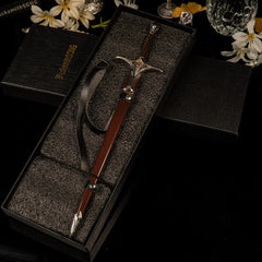 Galadriel Sword replica — in its foam-lined gift box, sword and scabbard laid inside.