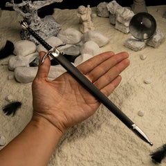 Glamdring replica (30cm die-cast zinc alloy sword) — held in hand for scale.
