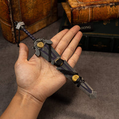Armageddon replica (22cm die-cast zinc alloy greatsword) — held in hand for scale.