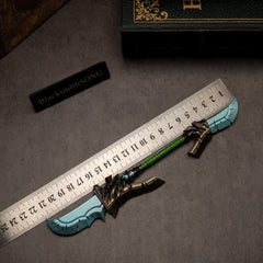 Cloudsong Glaive replica — size chart, 22cm / 8.7 inches, measured against a metal ruler.