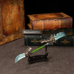 Cloudsong Glaive replica — displayed on the small stand.