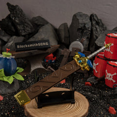 Biggoron's Sword replica — displayed on the small stand.
