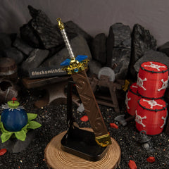 Biggoron's Sword replica — displayed upright on the vertical stand.