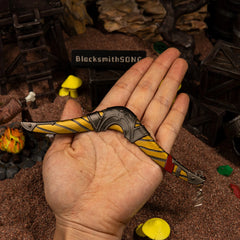 Boomerang replica (16.5cm die-cast zinc alloy) — held in hand for scale.