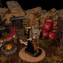 Dragon Bone Boko Bow replica — displayed upright on the vertical stand.