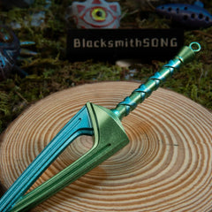 Fierce Deity Sword replica — hilt and cross-wrapped grip close-up.