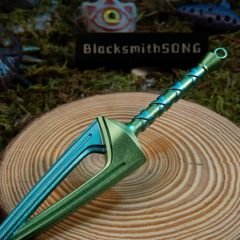 Fierce Deity Sword replica — hilt and cross-wrapped grip close-up.