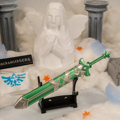Goddess Sword replica — displayed on the small stand.