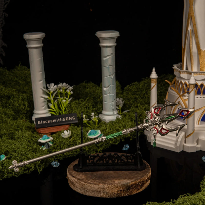 Lightscale Trident replica — displayed on the large stand.