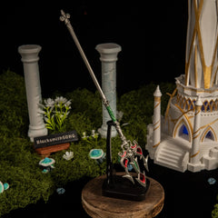 Lightscale Trident replica — displayed upright on the vertical stand.