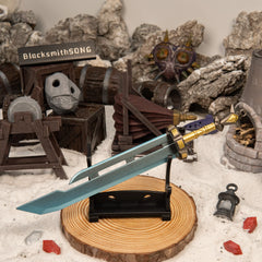 Razor Sword replica — displayed on the small stand.