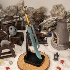 Razor Sword replica — displayed upright on the vertical stand.