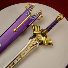 Royal Broadsword replica — winged guard flourish close-up.