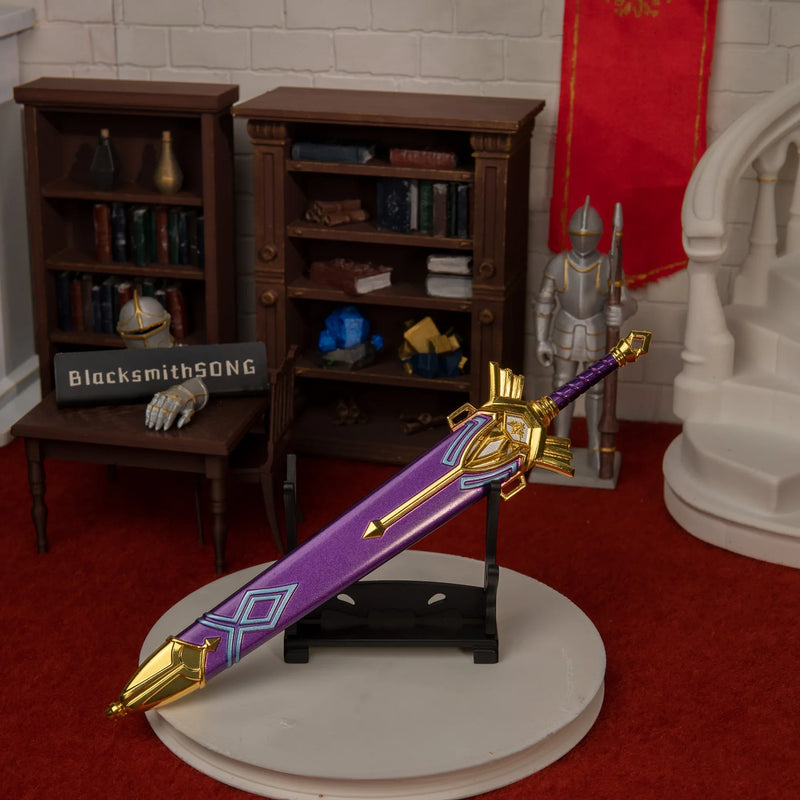 Royal Broadsword replica — displayed on the small stand.