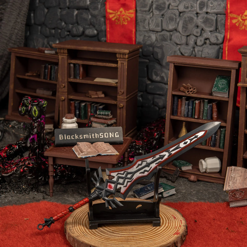 Royal Guard's Claymore replica — displayed on the small stand.