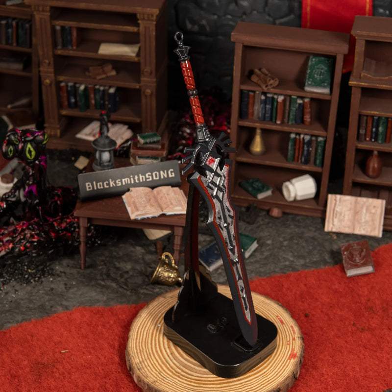 Royal Guard's Claymore replica — displayed upright on the vertical stand.
