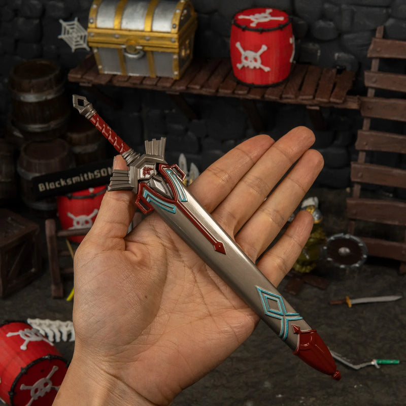 Royal Guard's Sword replica (21cm die-cast zinc alloy sword) — held in hand for scale.