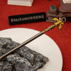 Royal Halberd replica — gold joint band and shaft wrap close-up.