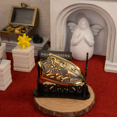 Royal Shield replica — displayed on the large stand.