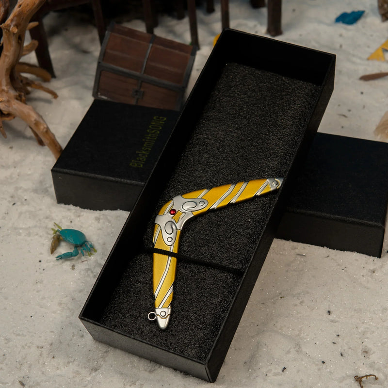 Sea-Breeze Boomerang replica — in its foam-lined gift box.