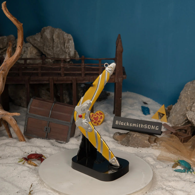 Sea-Breeze Boomerang replica — displayed upright on the vertical stand.