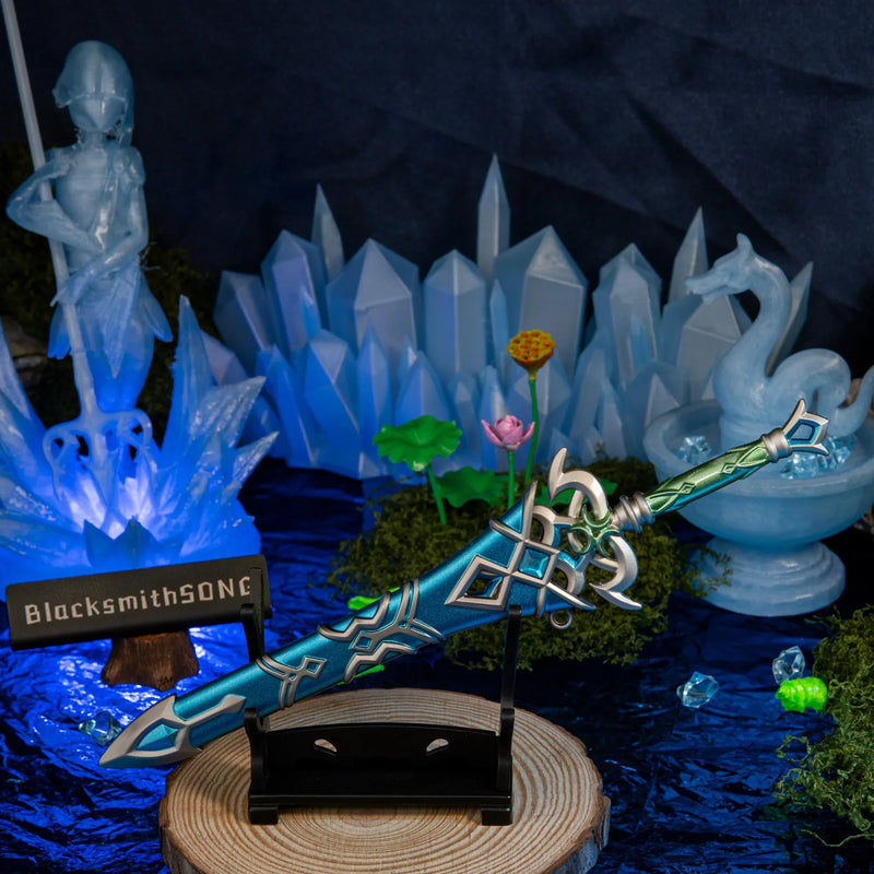 Zora Sword replica — displayed on the small stand.